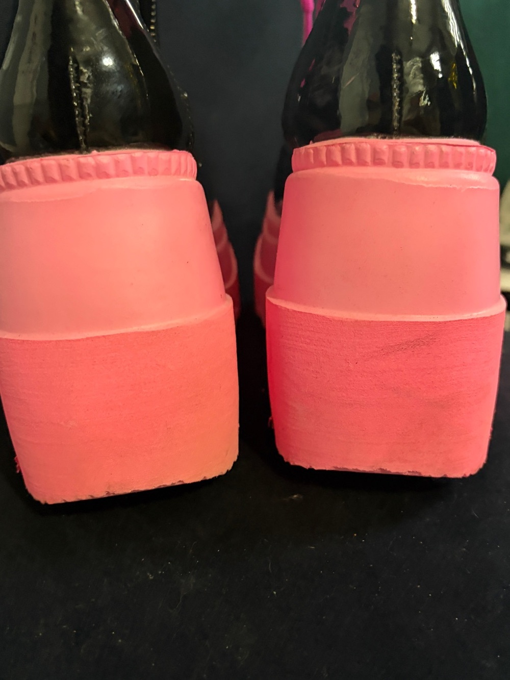 Patent Black Platform Lace-Up Boots with Hot Pink Accents - Picture 4 of 6